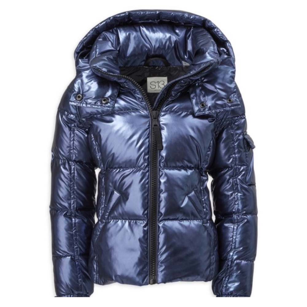 S13 puffer metallic blue girls jacket size 12 like new excellent condition